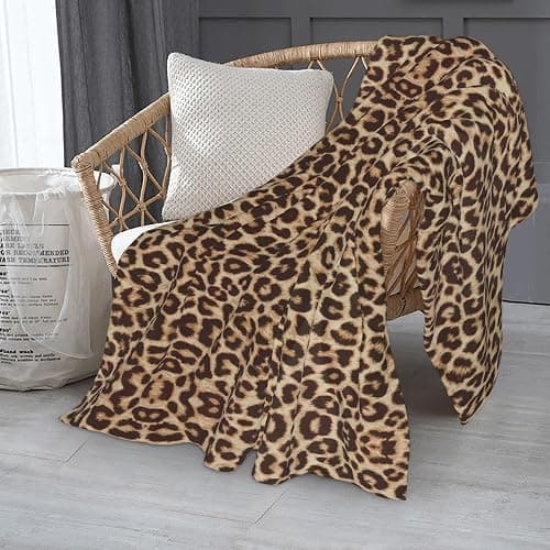 AMORVITA Cheetah Print Blanket Throw for Couch Bed Sofa Living Room, Leopard Print Blanket Flannel Fleece Soft Cozy Lightweight Breathable Durable Home Decor, Gifts for Women Girls 50 x 60 Inches thumbnail 4