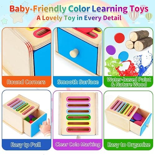 FCSONU Toddlers Montessori Coin Box Toys for 1 2 3 Year Old Boys Girls, Drawer Box Toy for Ages 2-4 Kids, Learning Color Sorting Sensory Toys, Easter Birthday Gifts for Baby 12-18 Months thumbnail 4