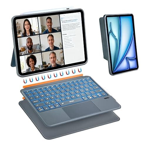 WIWU for iPad Case with Keyboard 11 Inch A16 10th Gen 3 in 1 Magnetic Detachable Keyboard Case Adjustable Stand Backlit Keys with Touchpad (Grey, for iPad 11/10/Air 5/4/11"(M2/M3) Pro 11" 4/3/2/1) - Image 1