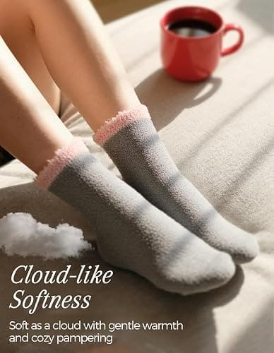 TEHOOK Warm & Cozy Valentines Gifts for Women, Fluffy Fuzzy Plush Sleeping Slipper Socks - Soft Warm Fabric thumbnail 3