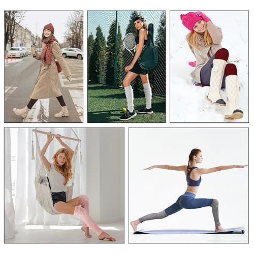 Passionbility Leg Warmers for Women - Leg Warmers 80s Ribbed Knitted Long Socks for Party Sports thumbnail 7