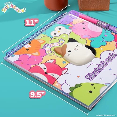 Original Squishmallows Sketchbook, Over 20 Stationery Supplies, Features Squishmallows Scrapbook Stickers, Cam The Cat Fidget Toy, Drawing Paper, Great Kids Craft, Coloring Books for Kids Ages 4-8 thumbnail 6