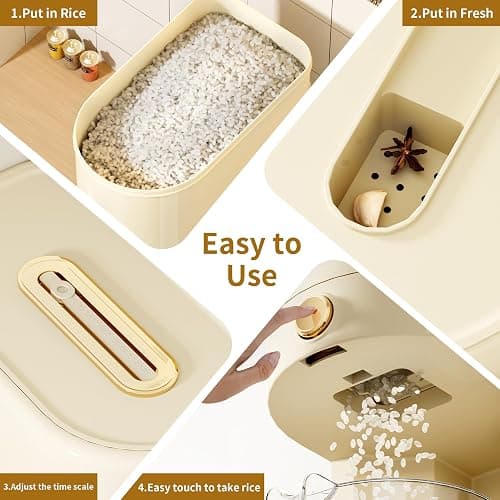 ZuoCheng Large Rice Dispenser, 11Lbs Cereal Dispenser Rice Container Food Storage Container with Measuring Cup, Cereal Containers Storage Kitchen Household Rice Pet Food Holder thumbnail 7