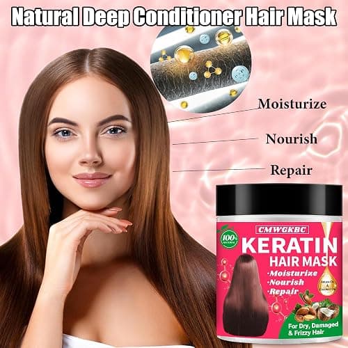 Collagen Hair Mask & Keratin Hair Mask for Damaged Hair,Keratin Hair Treatment,Repair Deep Conditioner for Dry Hair,Vitamin E Natural Hydrating Hair Mask with Argan Oil All Hair Type,Hair Care Gifts thumbnail 7