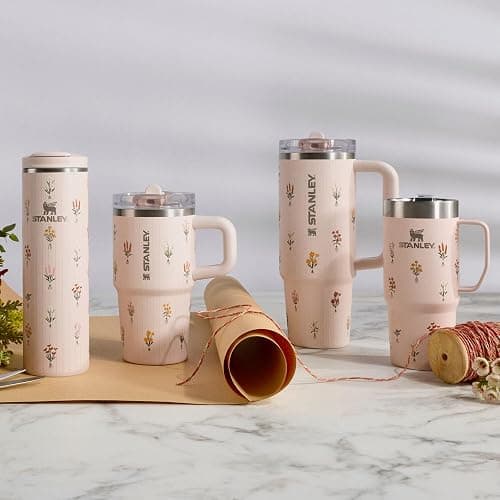 STANLEY Quencher H2.0 Tumbler with Handle and Straw | Cup Holder Compatible | Insulated Stainless Steel Cup | Mother's Day | BPA-Free | 30 oz | Rose Quartz Bouquets thumbnail 2