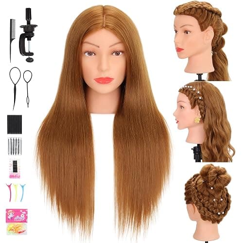 Mannequin Head Human Hair 80% Real Hair Cosmetology Mannequin Head for Braiding Styling Cutting 26-28” Doll Head with Clamp Tools (Blonde) - Image 1