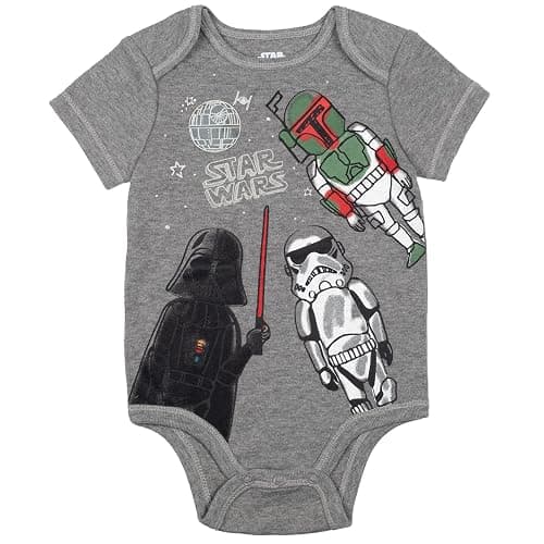 STAR WARS Chewbacca C-3PO R2-D2 Darth Vader Yoda 5 Pack Short Sleeve Bodysuits Newborn to Infant thumbnail 6