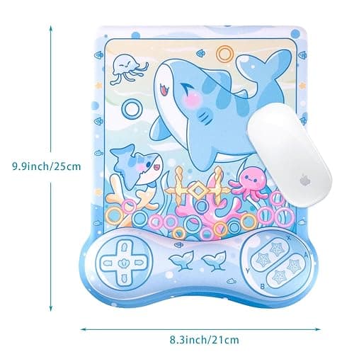 BelugaDesign Shark Mousepad | Cute Kawaii Anime Pastel Blue Mouse Pad | Ocean Underwater Nonslip Mat for Gaming Computer Laptop Keyboard Desk Accessory | Padded Squishy Wrist Rest for Easy Typing thumbnail 6