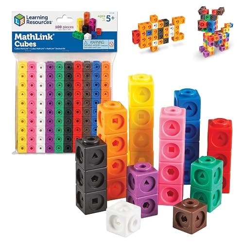 Learning Resources MathLink Cubes - Set of 100 Cubes, Ages 5+ Kindergarten, STEM Activities, Math Manipulatives, Homeschool Supplies, Teacher Supplies | Linking Cubes, Classroom Essentials, Kids Counting Blocks for Classroom, Math Manipulatives Kindergarten, Teacher Must Haves - Image 1