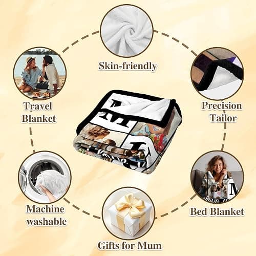 Udiyfun Personalised Mothers Day Idea Gifts for Mum Mommy Mother from Daughter Son, Personalised Blanket with Photo Text, Customised Picture Blanket for Mum Women Mother thumbnail 4