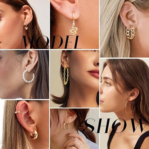 45 Pairs Gold Hoop Earrings for Women, Chunky Twisted Small Big Hoops Earring Packs Set, Earrings for women multipack, Fashion Trendy Earrings Jewelry for Birthday Party Christmas Gift thumbnail 6