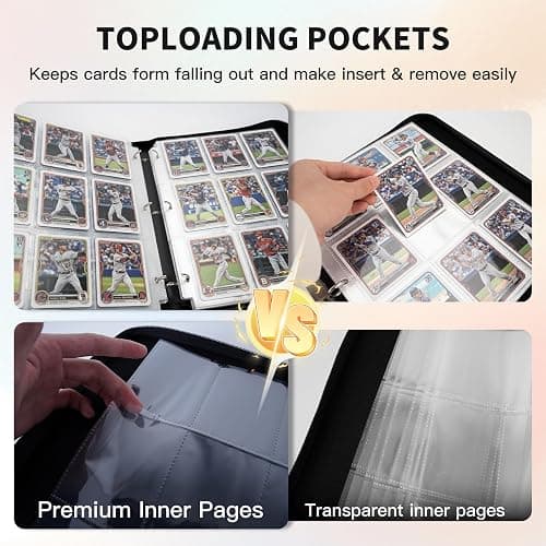 Trading Card Binder, Premium 9 Pocket 720 Double Sided Pocket Collection Binder,Card Album for TCG Card Holder for Game Card, Sports Card, Yugioh, MTG etc(Black 2) thumbnail 4