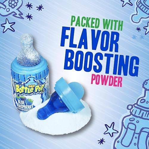 Baby Bottle Pop Christmas Candy Blue Lollipops, 10 Ct Bulk Lollipops with Dipping Powder in Blue Raspberry Flavor, Full Size, Individually Wrapped Hard Candy For Party Favors, Stocking Stuffers, Gifts thumbnail 3