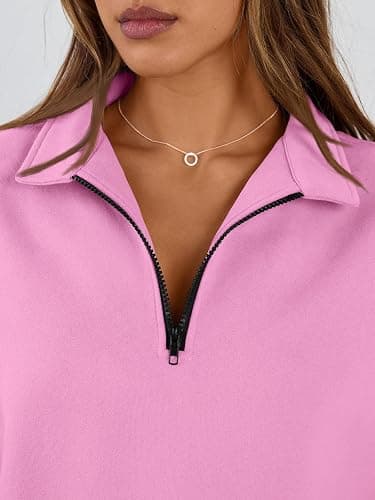 Trendy Queen Womens Oversized Sweatshirts Fall Sweaters Fashion Hoodies Half Zip Pullover Long Sleeve Shirts Clothes thumbnail 5