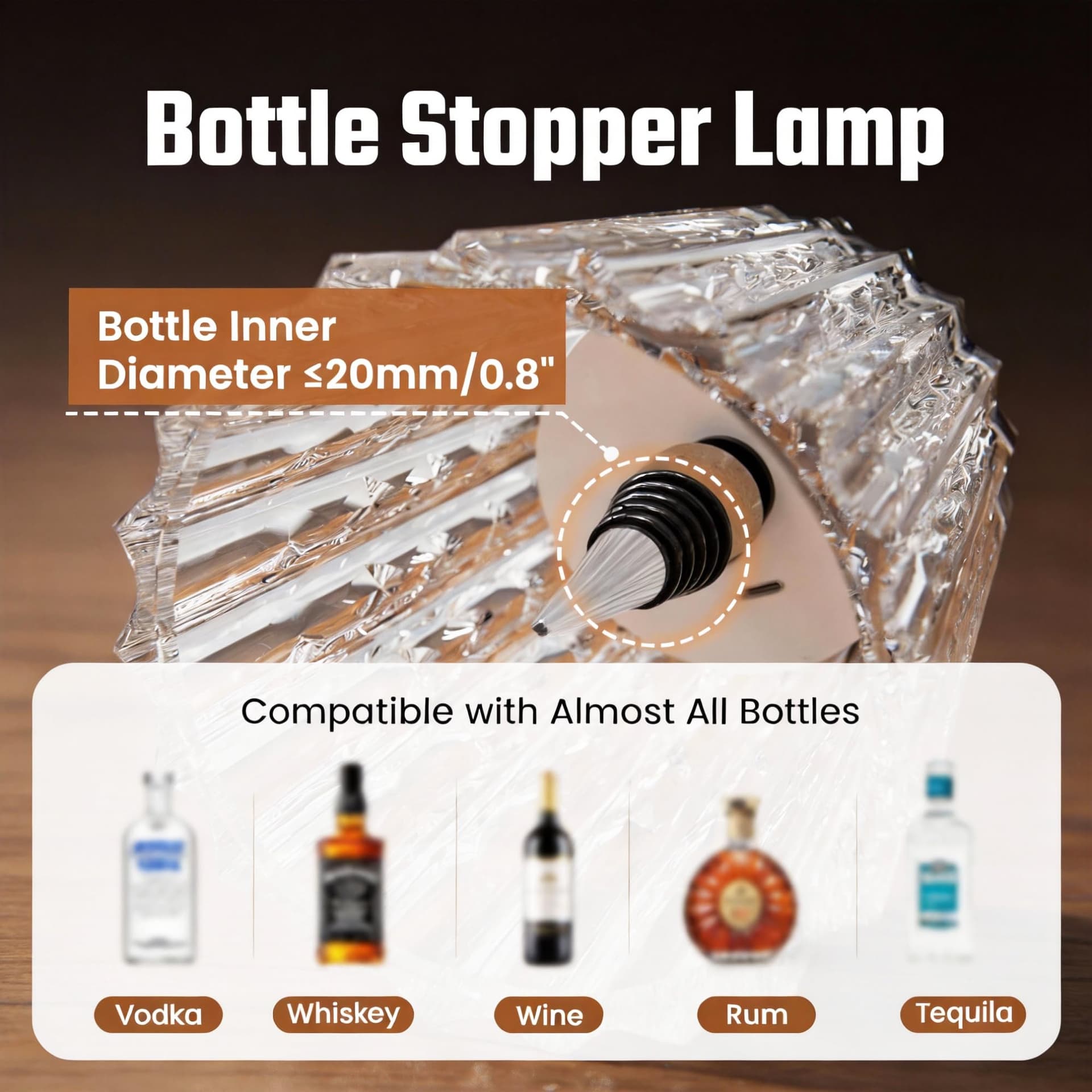 JOLLYTOPIA Wireless Bottle Lamp Shade Rechargeable 3 Color Touch Control Dimming for Liquor Bottles thumbnail 6