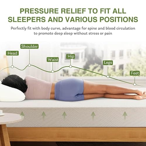 EGOHOME 6 Inch Full Size Mattress for Kids, Memory Foam Mattress with Cooling Green Tea Gel, Relieve Pressure with Medium Firm Support, CertiPUR-US Certified, 75''L x 54''W, White thumbnail 4