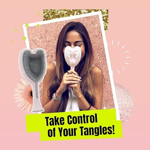 Detangling Hair Brush - Anti Static Angel Wing Hair Brush with Soft & Flexible Bristle for Straight & Wavy Hair - Tangle Angel Hair Detangler Brushes for Blow Drying & Shower - Gloss Pink thumbnail 8