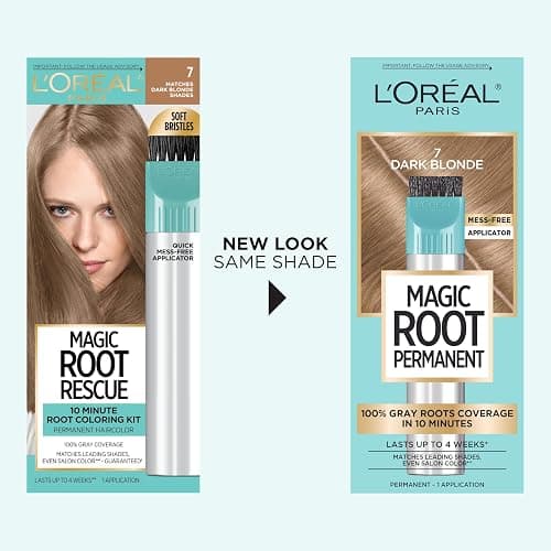 L’Oréal Paris Magic Root Permanent Hair Color, 10 Minute Hair Dye Kit to Rescue Roots with 100% Gray Hair Coverage, 7 Dark Blonde, 2 Pack (Packaging May Vary) thumbnail 2