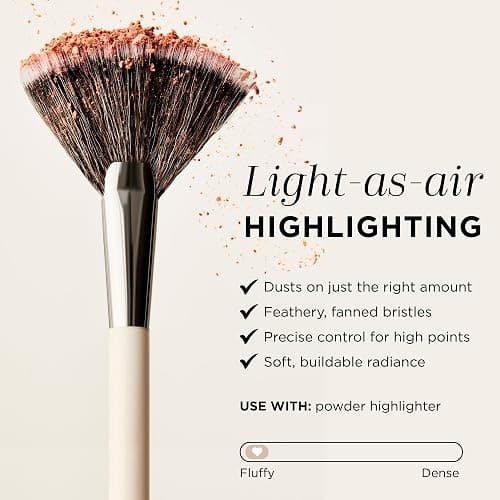 HALEYS Fan Makeup Brush – Soft Vegan Fluffy Face Brush for Applying Highlighter, Bronzer & Finishing Powder, Precise, Luminous Blending Tool, Cruelty-Free thumbnail 2