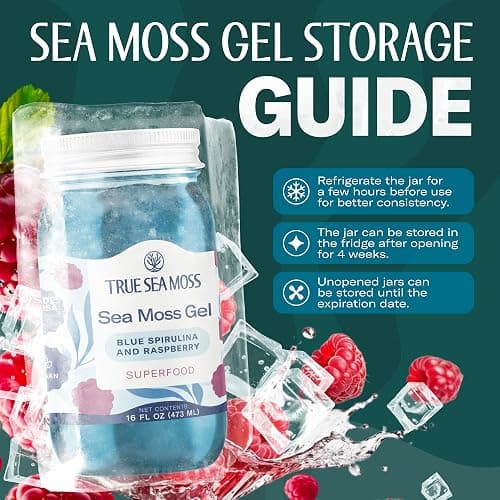 TrueSeaMoss Sea Moss Gel – Made in USA – Wildcrafted Seamoss, Fruits & Jarred Vegetables – Blue Spirulina, Pack of 1 (Labels may Vary) thumbnail 8