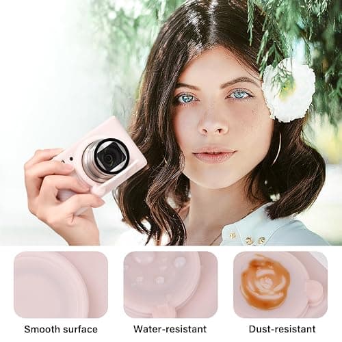 VOVMOEYA SX740 Camera Case Accessories Set[with 2 LCD Tempered Films],Silicone Protective Case Compatible with Canon PowerShot SX730 SX740 HS Digital Camera - Jelly Pink thumbnail 5