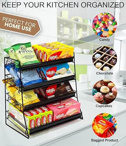 Candy Display Rack, 4 Tier Candy Organizer, Snack Organizer for Countertop, Snack Shelf Chip Rack for Store, Metal Snack Display for Counter, Concession Stand Snack Stand for Store Office Theatre thumbnail 4
