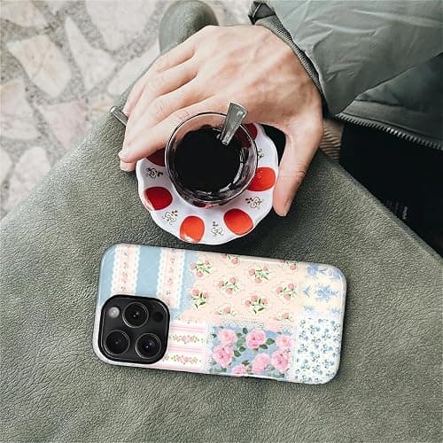 COTAIL Case Designed for iPhone 16 Pro, Hybrid 2-Layer Case, Military-Grade Protection Durable Shockproof Anti-Scratch Phone Case, Floral Lace Patchwork thumbnail 7