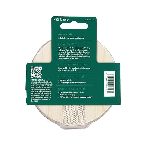 EcoTools Dry Body Brush for Dry Brushing, Smooth Skin, 1 Count | Soft, glowing skin, body scrub brush, leg exfoliator, travel size, bamboo handle thumbnail 9