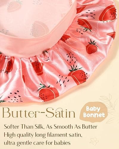 YANIBEST 2 PCS Baby Bonnet Silk Satin Bonnet for Kids Sleeping Cap Curly Natural Hair Silk Bonnets for Girls Boys Infant thumbnail 2