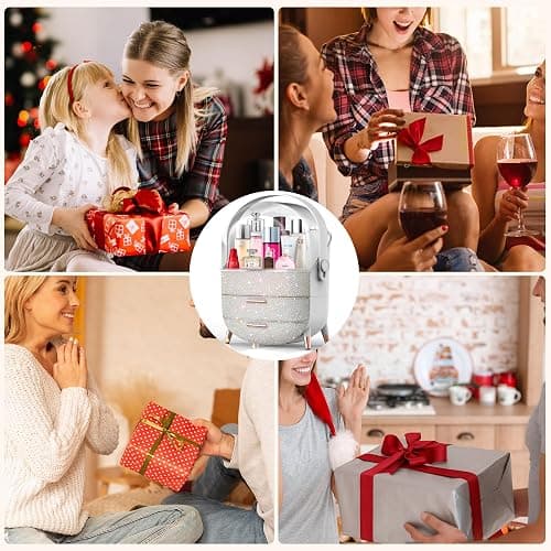 Teen Girls Gift Makeup Organizer,Skincare Organizer Jewelry Storage,Cosmetics Storage and Display Case,Make Up Holders and Organizers for Countertop,Bathroom Organizer (Pearl White) thumbnail 7