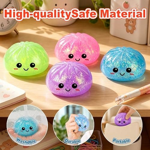 Sugar Glitter Dumplings Squishy with Mystery Box,Viral Squishy Dumpling,Colorful Dumplings Stress Balls Fidget Sensory Balls for Kids & Adults (Blue) thumbnail 3