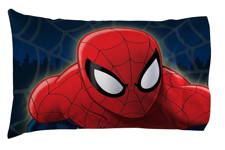 Jay Franco Kids Sheet Set with Fitted, Flat Sheets & Pillow Cover - Ultra-Soft Bedding with Pillowcase for Room Decor, Blue - Spiderman, 3 Piece Twin thumbnail 5