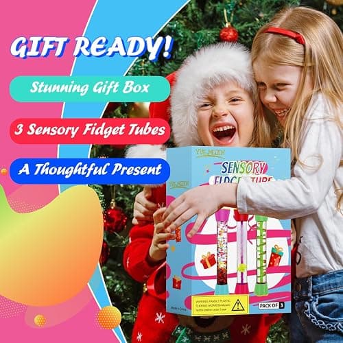 Cucue Sensory Fidget Tubes Set - Calming Toys for Kids - Sensory Tube with Crystal Glitter Bottle, Gravity Spinner, Bubble Drop Spiral Hourglass - Promotes Calmness & Independent Play (Single Pack, 1) thumbnail 6