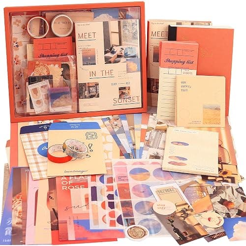 348 Pcs Scrapbooking Supplies Kit, Vintage Aesthetic Scrapbook Kit for Bullet Junk Journal, Stationery, A6 Grid Notebook, DIY Journaling Supplies, Birthday Craft Gift for Teen Girl Kid Women - Image 1