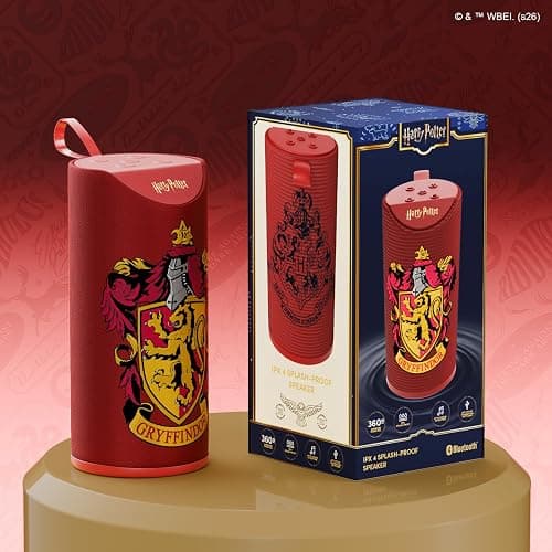 Harry Potter Gryffindor Wireless Bluetooth Speaker, IPX4 Water Resistant, 3 Hr Playtime, FM Radio + SD Slot, Officially Licensed | Harry Potter Gifts for Women, Men, Kids & All Fans of Gryffindor thumbnail 7