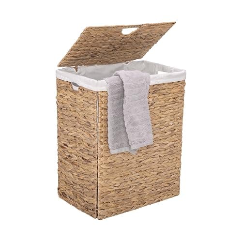 Seville Classics Premium Natural Handwoven Portable Laundry Bin Basket with Carrying Handles, Natural Water Hyacinth, Rectangular, Volume: 2.5 bushels or 3.1 cu. ft, 18.5" W x 12.2" D x 24" H thumbnail 5