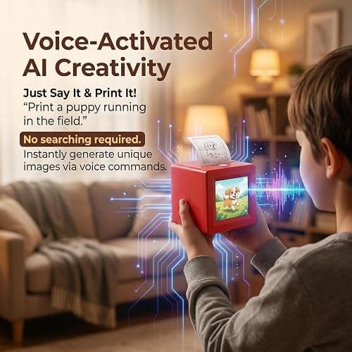 KYWYOYOU AI Sticker Printer for Kids, Voice-Activated Mini Thermal Printer with Smart AI Image Generator for Learning & DIY, Portable Sticker Maker Machine Compatible with iOS & Android. thumbnail 2