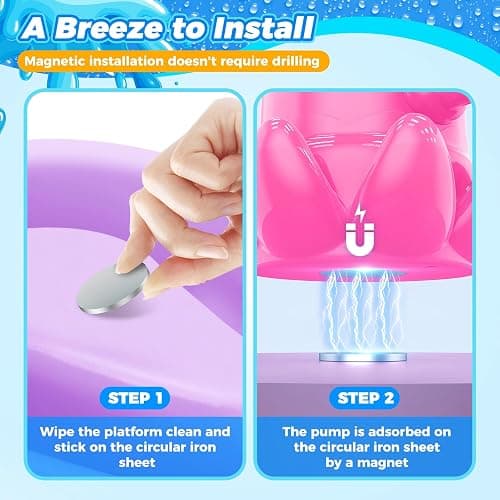 Water Table Pump, Battery Powered Continuous Water Pump for Water Table, Cordless Octopus Rechargeable Magnetic Pump, No Drill Installation, Outdoor Water Play Accessory for Kids (Pink) thumbnail 2