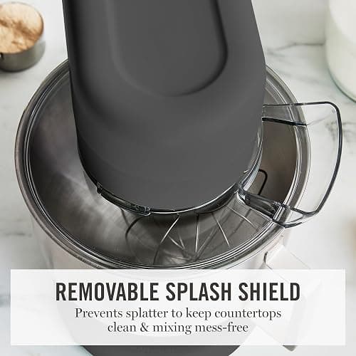Martha Stewart Stand Mixer, 12 Speed, Tilt-Head, 5.3QT Stainless Steel Bowl, Splash Guard with Pour Chute, Whisk, Dough Hook, Flat Beater, Electric Kitchen Baking Mixer, Bread, Cake, Whip, Caviar Gray thumbnail 8
