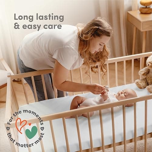 Cotton Crib Sheets 2 Pack – Sweety Fox Mini Fitted Sheets for Baby Boys and Girls, Soft Jersey Knit for Crib or Toddler Bed, White thumbnail 7