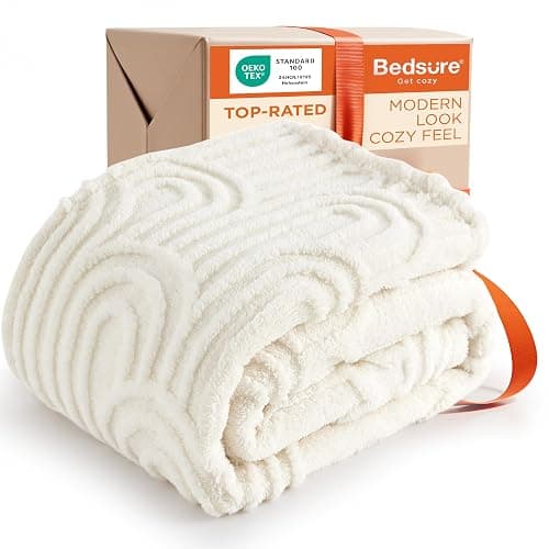 Bedsure GentleSoft Throw Blankets for Women - Soft Cozy Cute Blanket for Couch, Fuzzy Fleece Christmas Throw for Boho Modern Home Room Decor Aesthetic, Gifts for Women Teen Girl, White, 50x60 Inches - Image 1