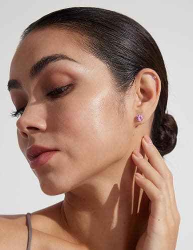 6 Pairs Stud Earrings Set, Hypoallergenic Cubic Zirconia 316L Earrings Stainless Steel CZ Earrings 3-8mm (Steel color) thumbnail 3
