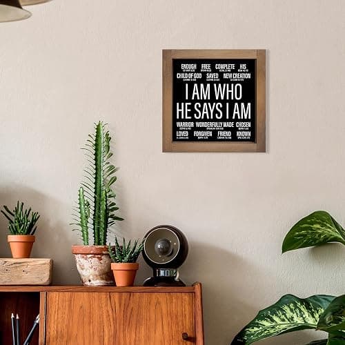 pechpell Christian Office Decor for Women Men, 6 In Wooden Bible Verses Inspirational Sign, Rustic Scripture Art Desk Prayer Room Baptism Table Kitchen Bathroom Motivational Religious Home Decorations thumbnail 2