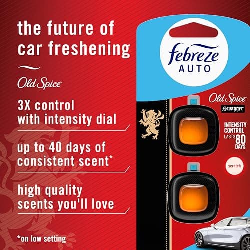 Febreze AUTO Air Freshener, Odor-Fighting Automotive Vent Clip, Old Spice Swagger Scent, 8 Count thumbnail 2