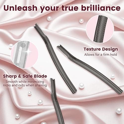 Eyebrow Razor with 12 Blades, Face Razors for Women and Men,Dermaplane Razor for Women Face, Facial Hair Removal for & Eyebrow Hair Removal - Black thumbnail 2