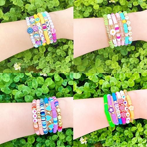 SIELEVIN 10 PCS Kids Friendship Bracelets for Teen Girls Women little Girl Jewelry Colorful Clay Bead Bracelet Set Beach Style Jewelry Gift thumbnail 5