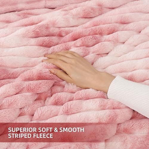 Smoofy Fluffy Full Size Comforter Sets 3 Pieces - Tie-dye Pink Fleece Fluffy Comforter Set, Luxury Fuzzy Full Bed Set, Soft Comforter Full Size All Season, Heavy Faux Fur Comforter with 2 Pillow Case thumbnail 5