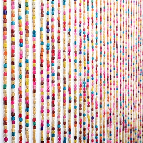 FlavorThings Rainbow Wooden Bead Curtain 36” x 79” – 41 Strands Colorful Boho Doorway Curtain, Bamboo Style Room Divider, Easy Install Hanging Beads for Door, Window & Home Decor(Rainbow) thumbnail 3