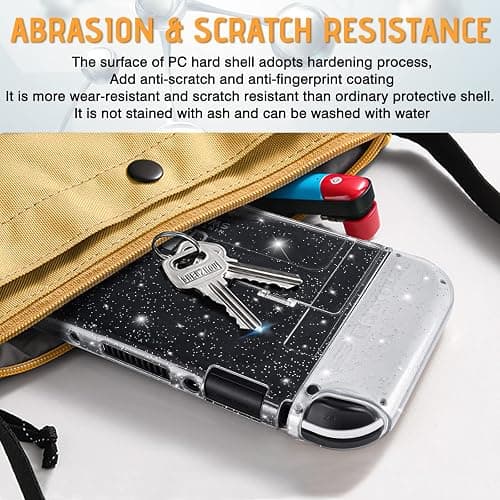 DLseego Protective Glitter Case Compatible with Switch OLED Console - Updated Version, Bling Soft TPU Cover with Shock-Absorption and Anti-Scratch Design - Crystal thumbnail 4