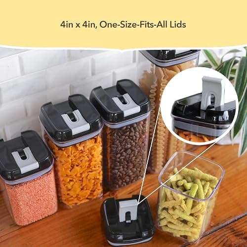Simply Gourmet Airtight Food Storage Containers with Lids – 6 Piece Slim Kitchen Pantry Organization Set, 5 Cup Capacity, BPA-Free Clear Plastic, Stackable Containers for Flour, Sugar, Rice, Snacks thumbnail 6